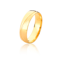 Aliança de casamento Veneza 18K 5,5mm Anatômica com Friso