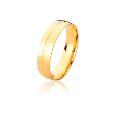 Aliança de casamento Viena 18k 5mm Anatômica com Friso