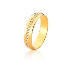 Aliança de casamento Belize 18K 5mm Abaulada com Zircônias