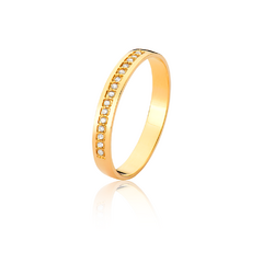 Aliança de Casamento Bridgetown 18k 3mm com Zircônias