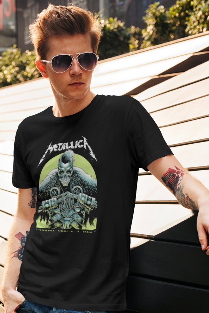 Playera discount metallica hombre