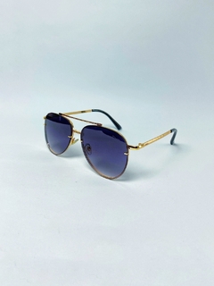 Óculos de Sol Hugo - Aviador Metal Dourado Lente Azul - Proteção UV400 - comprar online