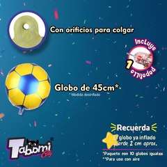 Globo Metalizado soccer amarillo con azul, 45cm, 10 pz. en internet