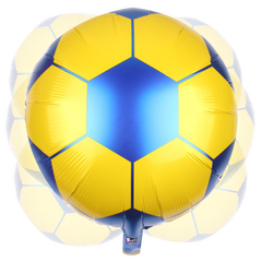 Globo Metalizado soccer amarillo con azul, 45cm, 10 pz.