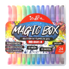 Plumas de gel neon -pastel, 24 pz, MAGIC BOX (IND-0441-B) -INDRA-