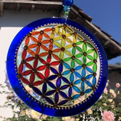 Mandala Flor da Vida vitral 15cm