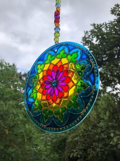 Mandala Prismaluz vitral 15cm - claraluzmandalas.com.br