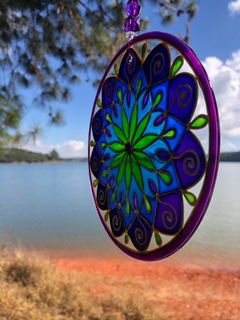 Mandala Petraluz vitral 15 cm - claraluzmandalas.com.br