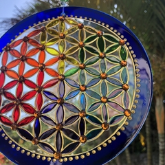 Mandala Flor da Vida vitral 15cm - comprar online