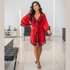 Camisola e Robe Bicolor, Curta, Vermelha e Preta