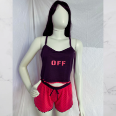 Baby Doll Cropped Off Poá Preto e Pink - comprar online