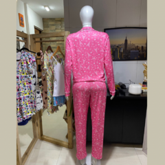 Pijama Americano Feminino Calça Manga Longa Rosa. - comprar online