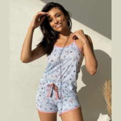 Pijama Feminino Curto Alcinha Estampa Flamingos na internet