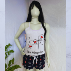 Pijama Feminino Curto Alcinha Rosa Estampa Snoopy Preto e Branco - comprar online