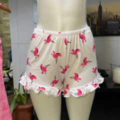 Pijama Americano Feminino Manga Longa Short Babadinho Branco na internet