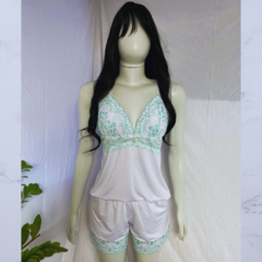 Baby Doll Bicolor Rendinha Branco e Verde - comprar online