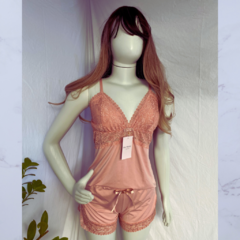 Baby Doll Liso Rendinha Rosa