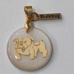 Pingente Bulldog- Madrepérola e banho de ouro