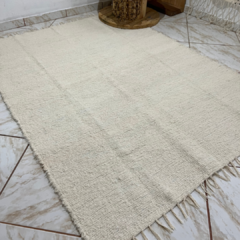 Tapete Artesanal Boho Peludo Cru