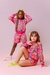 Conjunto rosa estampado de jaqueta manga longa com zíper e shorts - Framboesa for Kids