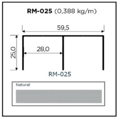 PERFIL RM-025 TRILHO SUPERIOR CASUALE NATURAL 3MT - ROMETAL - comprar online