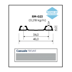 PERFIL RM-023 TRILHO INFERIOR CASUALE NATURAL 3MT - ROMETAL - comprar online