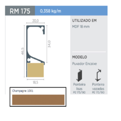 PERFIL RM-175 "G" SUPRA CHAMPAGNE 1001 3MT P/ MDF 18 - ROMETAL - comprar online