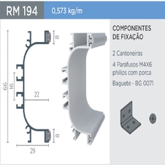 PERFIL RM-194 CAVA "C" C/ BAGUETE SUPRA NATURAL 3MT - ROMETAL - comprar online