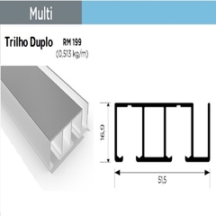 PERFIL RM-199 TRILHO DUPLO SOBREPOR MULTI - SUPRA NATURAL 3MT - ROMETAL - comprar online