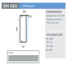 PERFIL RM-060 SUPRA NATURAL 3MT P/ VIDRO - ROMETAL - comprar online