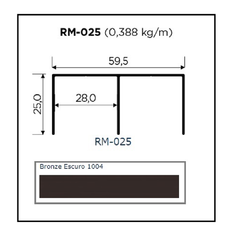 PERFIL RM-025 TRILHO SUPERIOR SUPRA BRONZE ESCURO 3MT- ROMETAL - comprar online