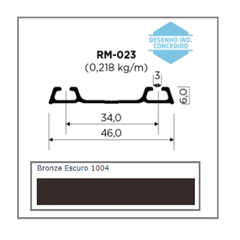 PERFIL RM-023 TRILHO INFERIOR SUPRA BRONZE ESCURO 3MT - ROMETAL - comprar online