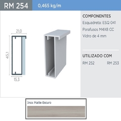 PERFIL RM-254 TOUCH RISCHI INOX MATE ESCURO 3MT P/ VIDRO - ROMETAL - comprar online