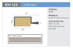 PERFIL RM-125 PUXADOR RISCHI INOX MATE ESCURO 3MT- ROMETAL - comprar online