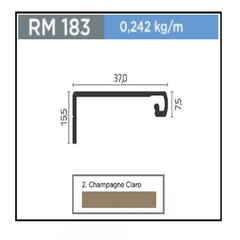 PERFIL RM-183 FACETATO SUPRA CHAMPAGNE CLARO 3MT P/ MDF 15-18-20 - ROMETAL - comprar online