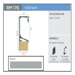 PERFIL RM-176 "G" SUPRA NATURAL 3MT P/ MDF 15 - ROMETAL - comprar online