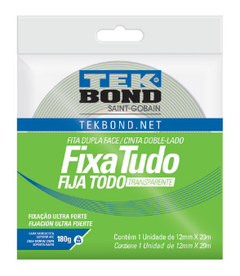 FITA ACRILICA DUPLA FACE INTERNA 12X20M BLISTER - TEKBOND