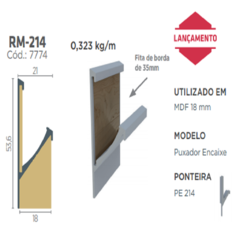 PERFIL RM-214 PUXADOR "Y" SUPRA NATURAL 3MT P/ MDF 18 - ROMETAL - comprar online