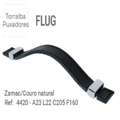 PUXADOR 4420 FLUG CROMO - CRB 160MM/COURO PRETO COSTURADA CJ. - TORRALBA - Thayuan