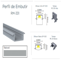 PERFIL RM-331 LED EMBUTIR SUPRA NATURAL 3MT - ROMETAL - comprar online