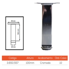 PE P/MOVEIS QUADRADO ACO CROMADO C/REGULAGEM 100MM - RENNA - comprar online