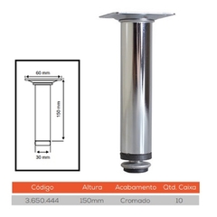 PE P/MOVEIS REDONDO ACO CROMADO C/REGULAGEM 150MM - RENNA - comprar online