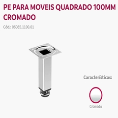 PE P/MOVEIS QUADRADO ACO CROMADO C/REGULAGEM 100MM - SOPRANO - comprar online