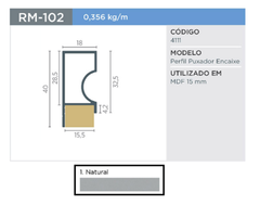 PERFIL RM-102 PUXADOR SUPRA NATURAL MDF 15MM 3MT - ROMETAL - comprar online