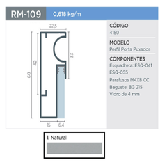 PERFIL RM-109 PUXADOR SUPRA NATURAL 3MT - ROMETAL - comprar online