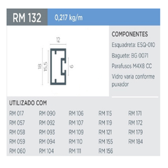 PERFIL RM-132 TRAVESSA OCULTA - SUPRA CHAMPAGNE CLARO P/ VIDRO 3MT - ROMETAL - comprar online