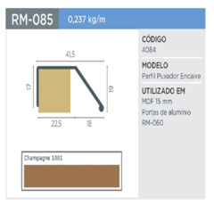 PERFIL RM-085 SUPRA CHAMPAGNE CLARO 3MT - ROMETAL - comprar online