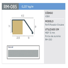 PERFIL RM-085 PUXADOR SUPRA NATURAL 3MT - ROMETAL - comprar online