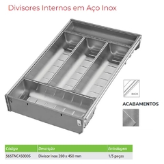 DIVISOR DE TALHERES INOX 5 DIVISOES 280X450MM - FGVTN - comprar online