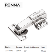 DOBRADIÇA SLIDE ON 90° COM PISTÃO - RENNA - comprar online